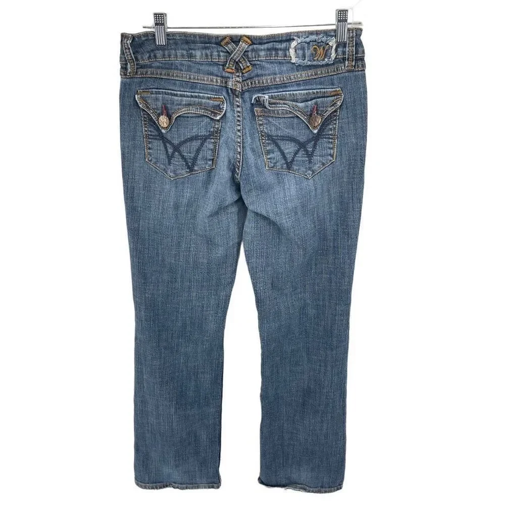 Worn Womens Flare Jeans Denim Stretch 5 Pocket Mid rise Medium Wash Blue Size 10